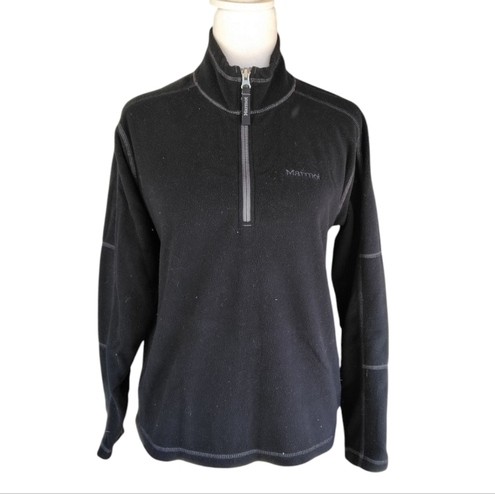 Marmot Black Gray Bridgeport Half Zip Fleece Jacket Size XL